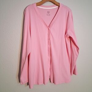 Isaac Mizrahi Live Pink Cardigan Sweater Large